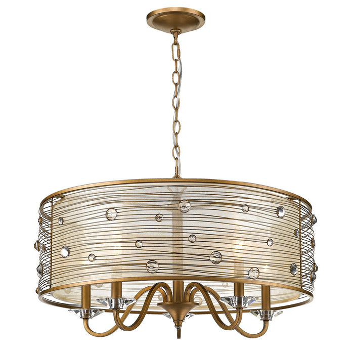 Golden 1993-5 PG Five Light Chandelier, Peruvian Gold