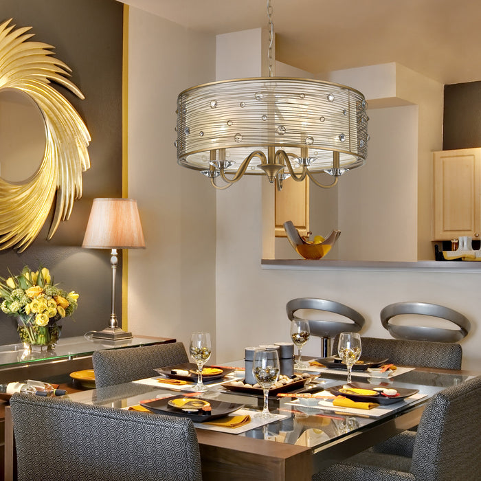 Golden 1993-5 PG Five Light Chandelier, Peruvian Gold