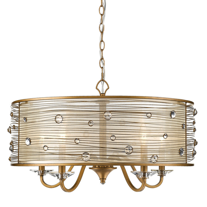 Golden 1993-5 PG Five Light Chandelier, Peruvian Gold