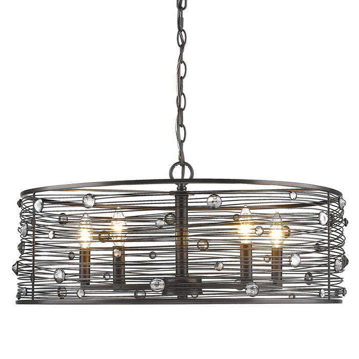 Golden 1998-5 EBB Five Light Chandelier, Brushed Etruscan Bronze