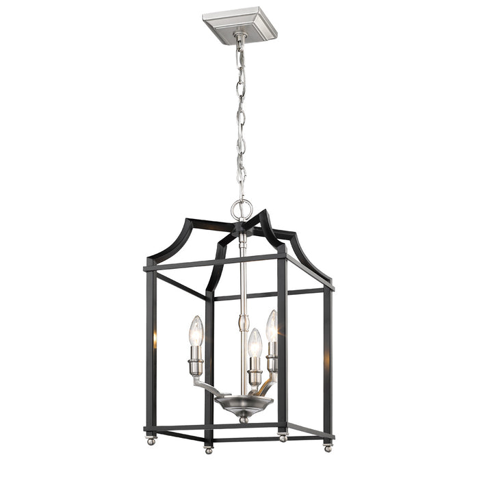 Golden 8401-3P PW-BLK Three Light Pendant, Pewter