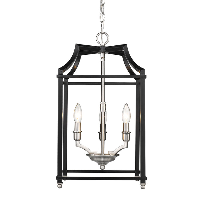 Golden 8401-3P PW-BLK Three Light Pendant, Pewter