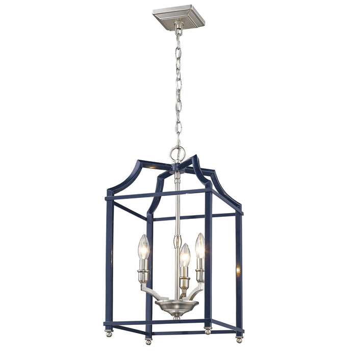 Golden 8401-3P PW-NVY Three Light Pendant, Pewter
