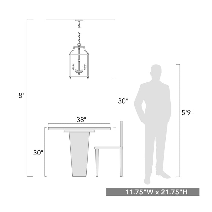 Golden 8401-3P PW-NVY Three Light Pendant, Pewter