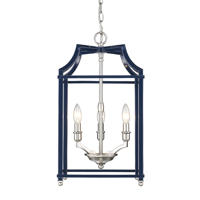 Golden 8401-3P PW-NVY Three Light Pendant, Pewter