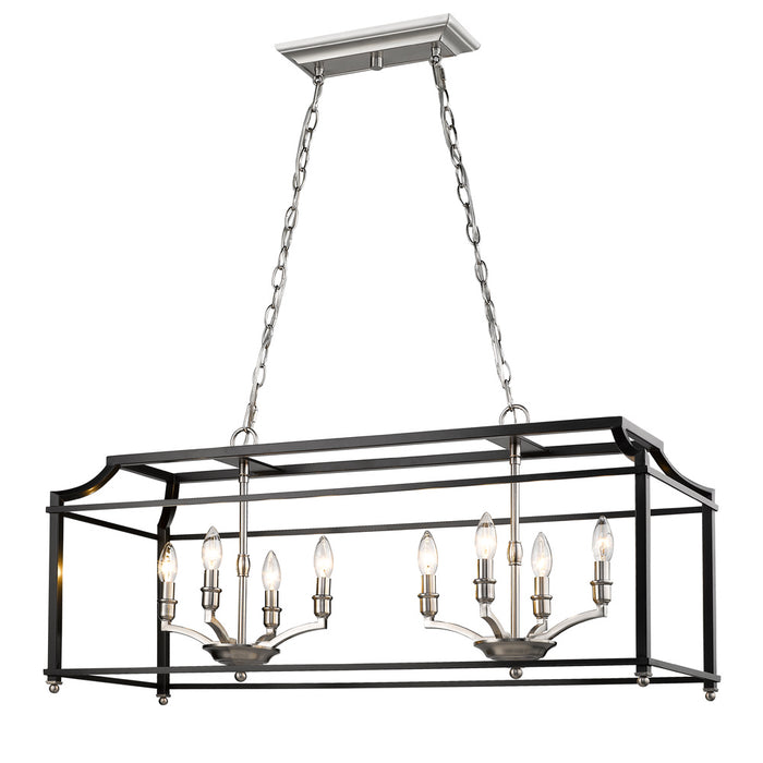 Golden 8401-LP PW-BLK Eight Light Linear Pendant, Pewter