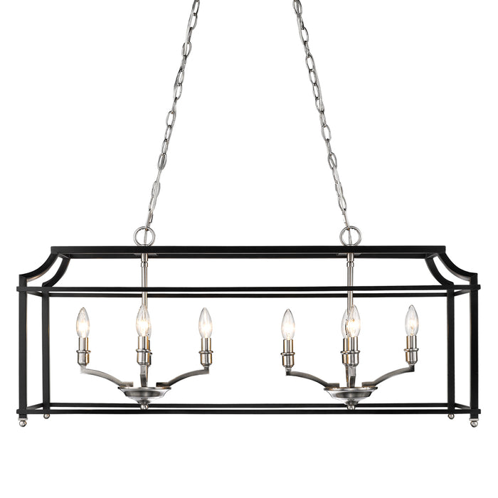 Golden 8401-LP PW-BLK Eight Light Linear Pendant, Pewter