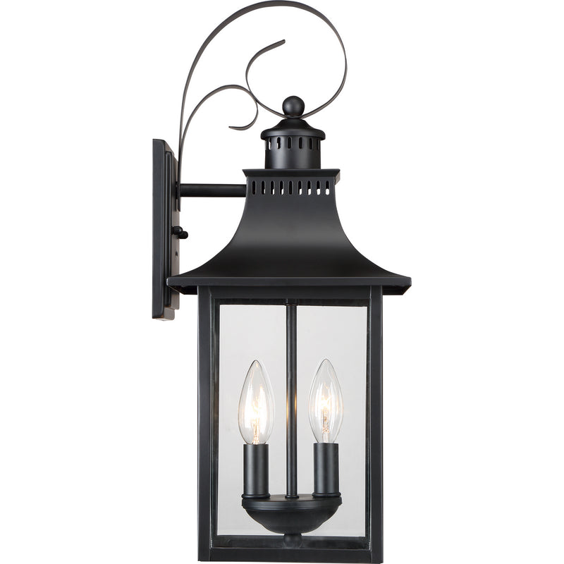 Quoizel CCR8408K Two Light Outdoor Wall Lantern, Mystic Black
