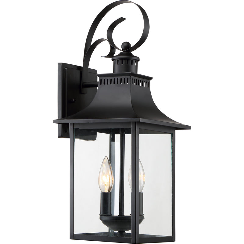 Quoizel CCR8408K Two Light Outdoor Wall Lantern, Mystic Black