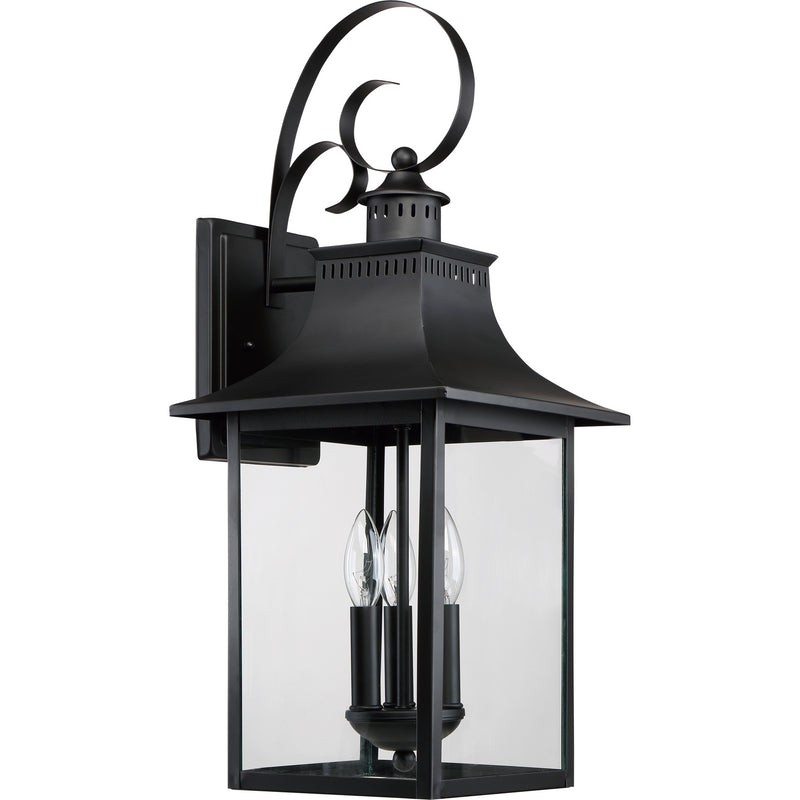 Quoizel CCR8410K Three Light Outdoor Wall Lantern, Mystic Black