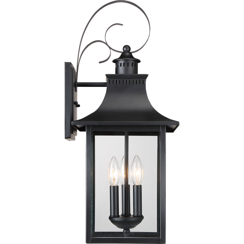 Quoizel CCR8410K Three Light Outdoor Wall Lantern, Mystic Black