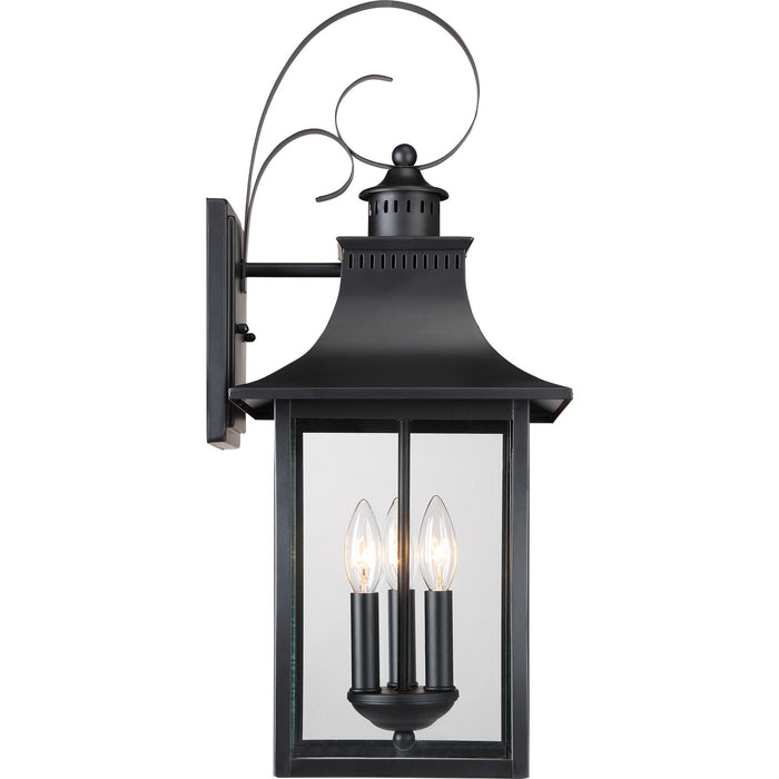 Quoizel CCR8410K Three Light Outdoor Wall Lantern, Mystic Black