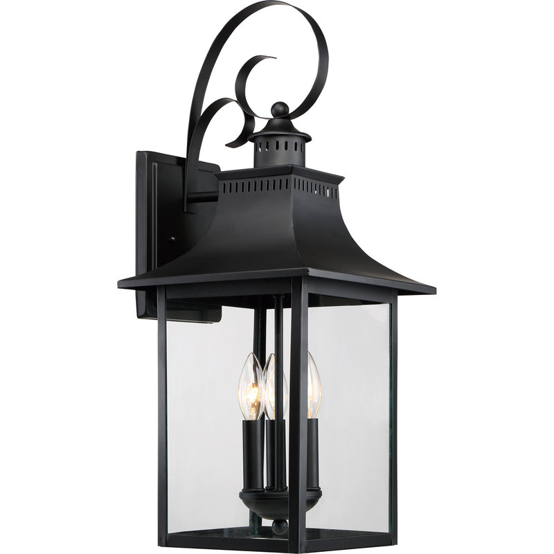 Quoizel CCR8410K Three Light Outdoor Wall Lantern, Mystic Black