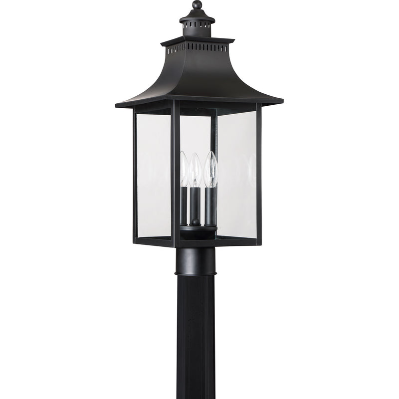 Quoizel CCR9010K Three Light Outdoor Post Lantern, Mystic Black