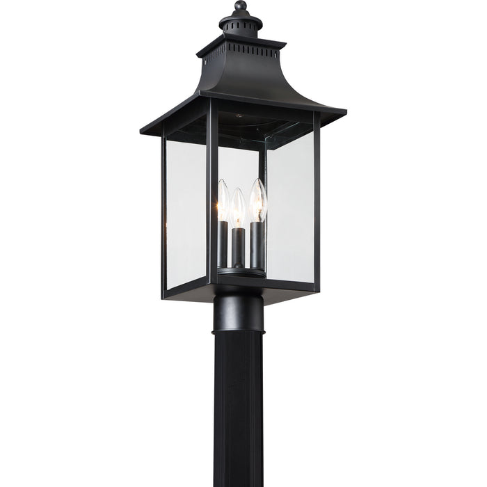 Quoizel CCR9010K Three Light Outdoor Post Lantern, Mystic Black