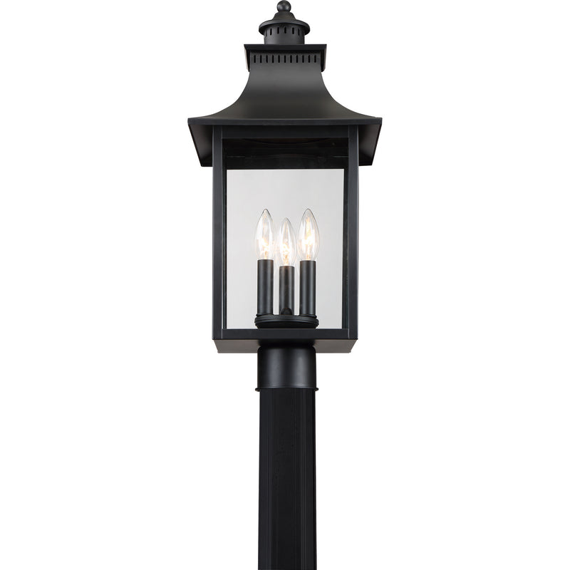 Quoizel CCR9010K Three Light Outdoor Post Lantern, Mystic Black