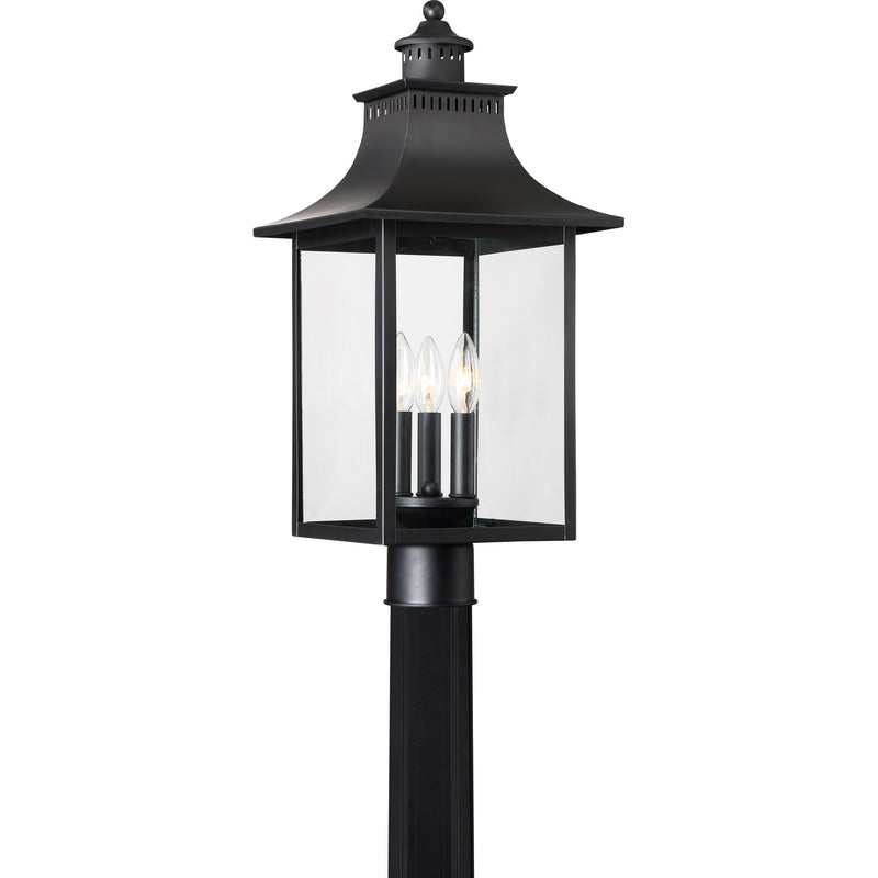 Quoizel CCR9010K Three Light Outdoor Post Lantern, Mystic Black