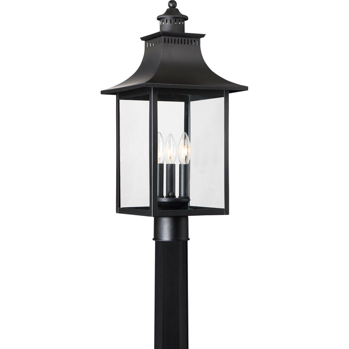 Quoizel CCR9010K Three Light Outdoor Post Lantern, Mystic Black