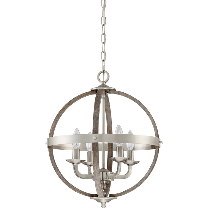 Quoizel FSN5204BN Four Light Foyer Pendant, Brushed Nickel