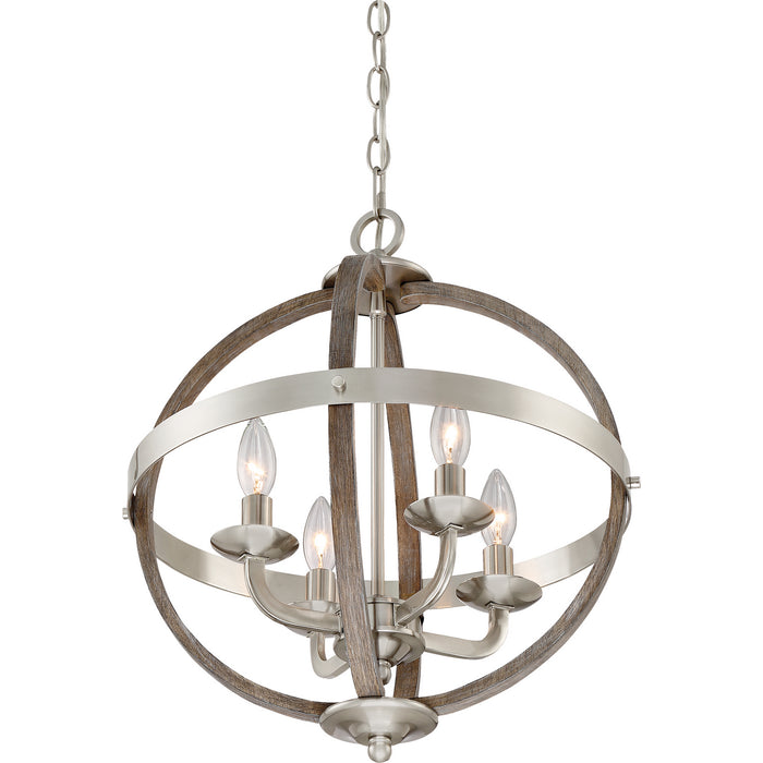 Quoizel FSN5204BN Four Light Foyer Pendant, Brushed Nickel