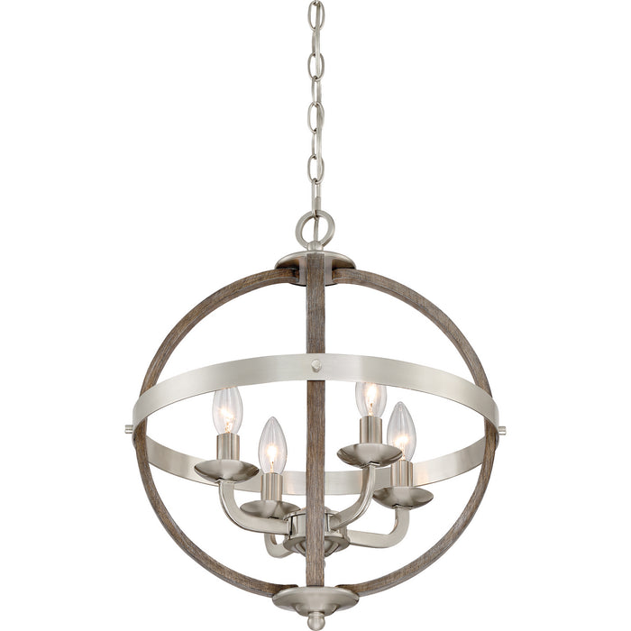 Quoizel FSN5204BN Four Light Foyer Pendant, Brushed Nickel
