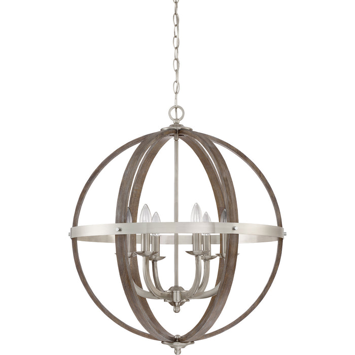Quoizel FSN5206BN Six Light Foyer Pendant, Brushed Nickel