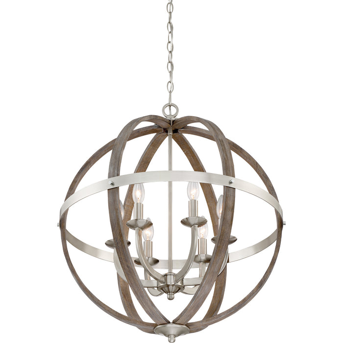 Quoizel FSN5206BN Six Light Foyer Pendant, Brushed Nickel