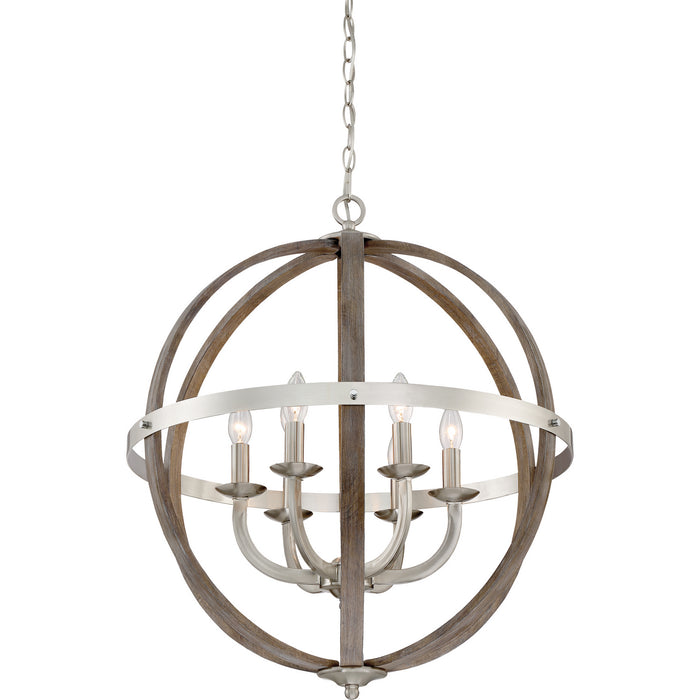 Quoizel FSN5206BN Six Light Foyer Pendant, Brushed Nickel