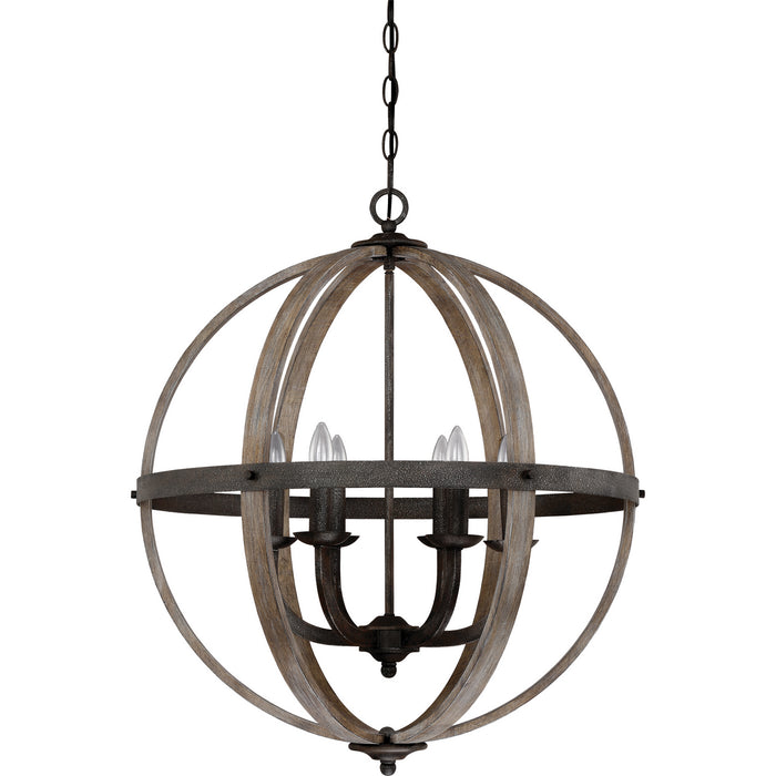 Quoizel FSN5206RK Six Light Foyer Pendant, Rustic Black