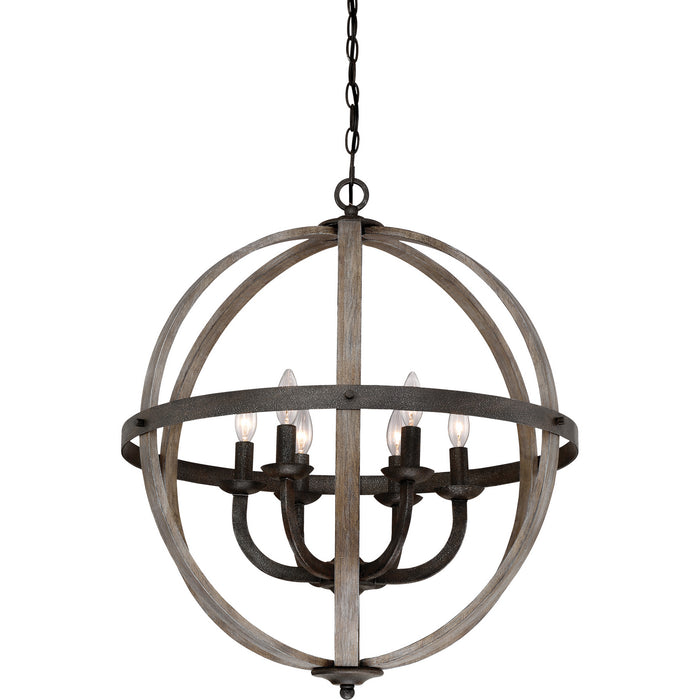 Quoizel FSN5206RK Six Light Foyer Pendant, Rustic Black