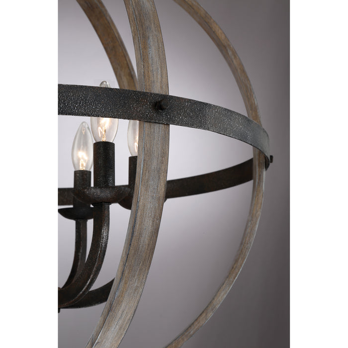 Quoizel FSN5206RK Six Light Foyer Pendant, Rustic Black
