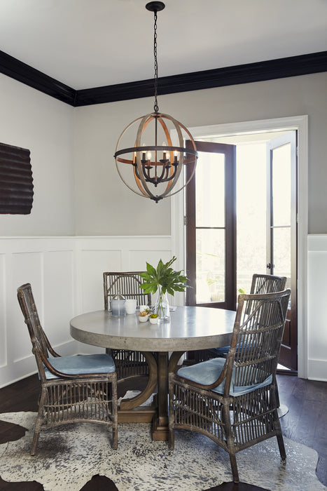 Quoizel FSN5206RK Six Light Foyer Pendant, Rustic Black