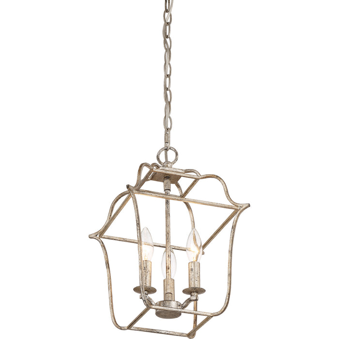 Quoizel GLY5203CS Three Light Foyer Pendant, Century Silver Leaf