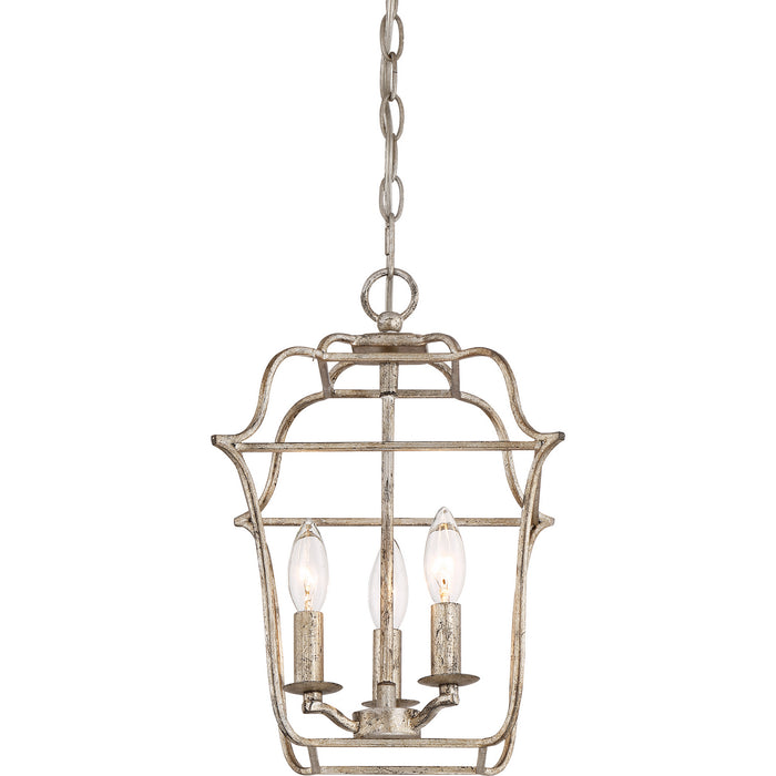 Quoizel GLY5203CS Three Light Foyer Pendant, Century Silver Leaf