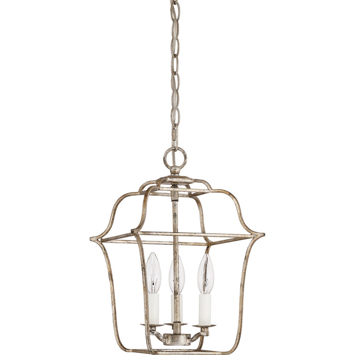 Quoizel GLY5203CS Three Light Foyer Pendant, Century Silver Leaf