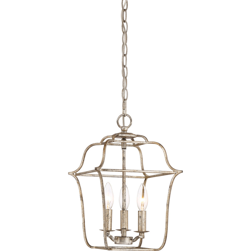 Quoizel GLY5203CS Three Light Foyer Pendant, Century Silver Leaf
