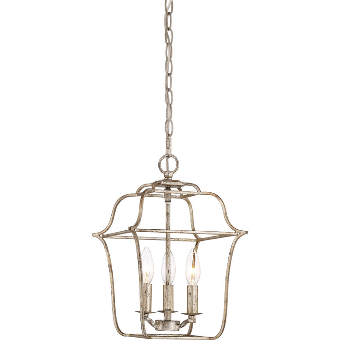 Quoizel GLY5203CS Three Light Foyer Pendant, Century Silver Leaf