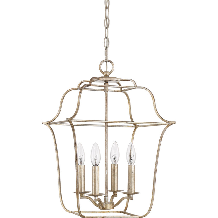 Quoizel GLY5204CS Four Light Foyer Pendant, Century Silver Leaf