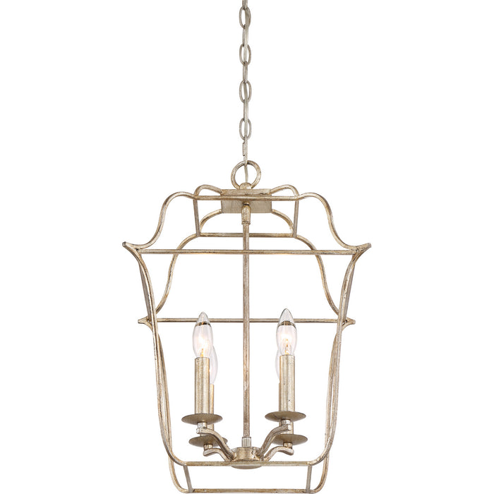 Quoizel GLY5204CS Four Light Foyer Pendant, Century Silver Leaf