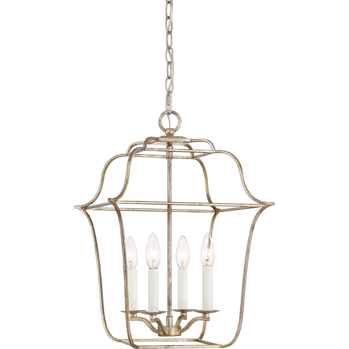 Quoizel GLY5204CS Four Light Foyer Pendant, Century Silver Leaf