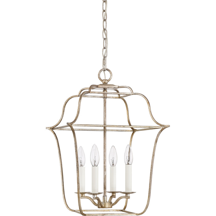Quoizel GLY5204CS Four Light Foyer Pendant, Century Silver Leaf