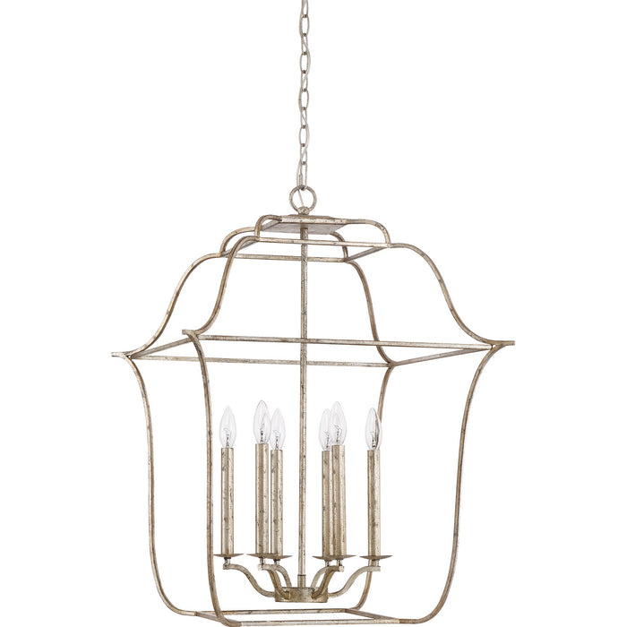Quoizel GLY5206CS Six Light Foyer Pendant, Century Silver Leaf