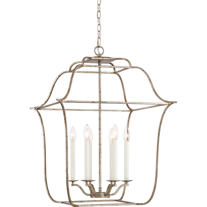 Quoizel GLY5206CS Six Light Foyer Pendant, Century Silver Leaf