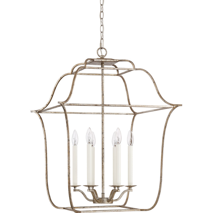 Quoizel GLY5206CS Six Light Foyer Pendant, Century Silver Leaf
