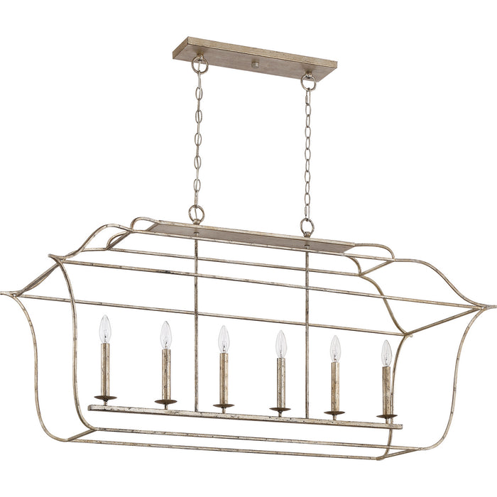 Quoizel GLY648CS Six Light Island Chandelier, Century Silver Leaf