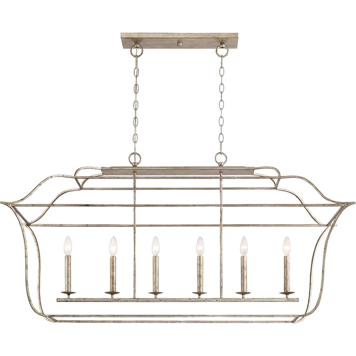 Quoizel GLY648CS Six Light Island Chandelier, Century Silver Leaf