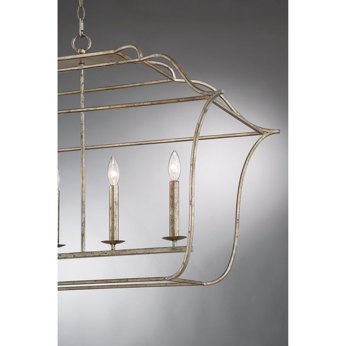 Quoizel GLY648CS Six Light Island Chandelier, Century Silver Leaf