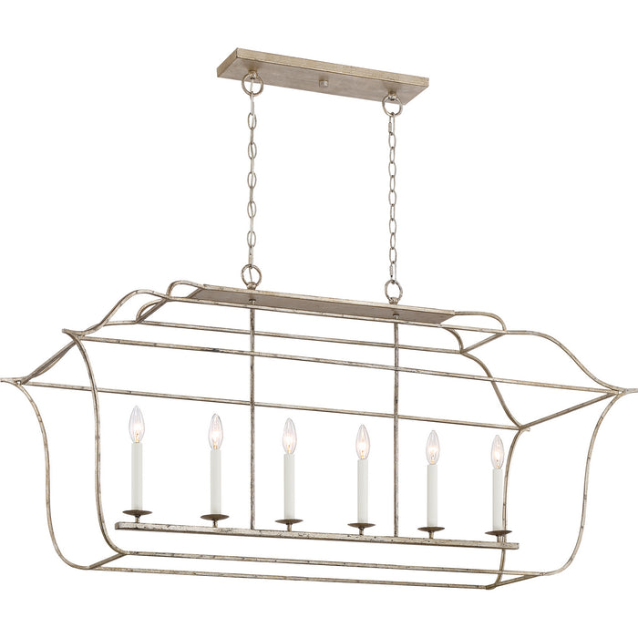 Quoizel GLY648CS Six Light Island Chandelier, Century Silver Leaf
