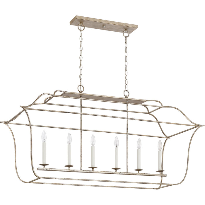 Quoizel GLY648CS Six Light Island Chandelier, Century Silver Leaf