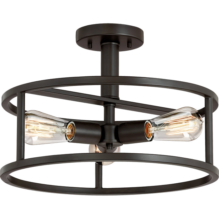 Quoizel NHR1715WT Three Light Semi-Flush Mount, Western Bronze